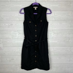 Banana Republic Black Linen Belted Dress Size 2